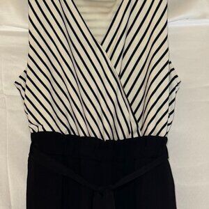 Maurice's Women's Size XXL Black White Jumpsuit Sleeveless Stripe V-Neck